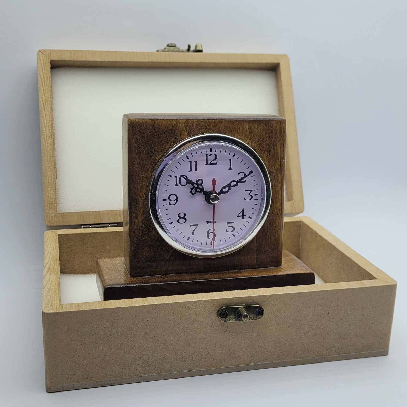 wooden desk clock, morgen craft, handmade